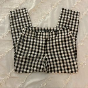 loft petite black and white plaid marisa straight pants